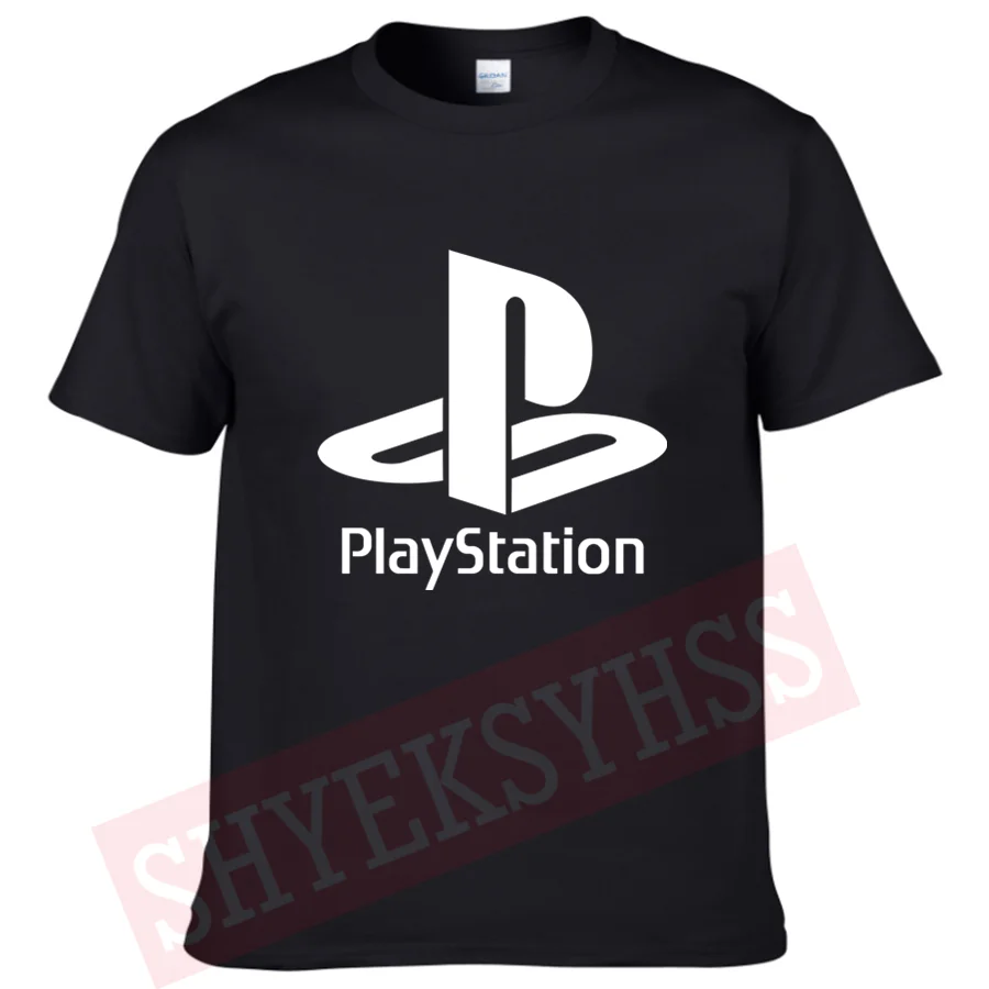 Летняя Мужская хлопковая футболка Playstation игры костюмы с коротким рукавом мужская