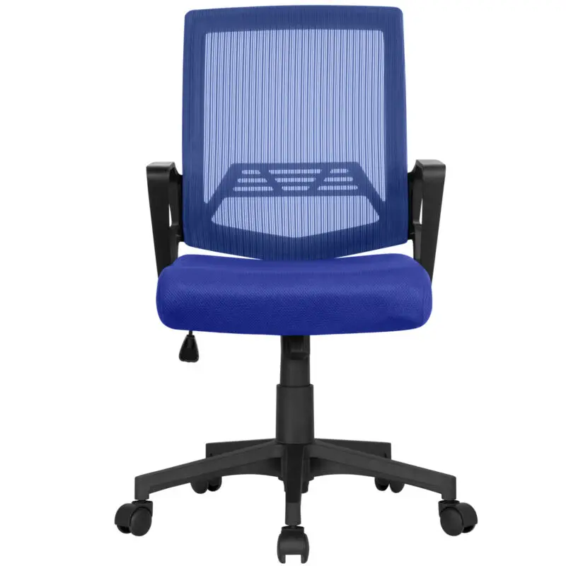 

Регулируемое офисное кресло со средней спинкой, эргономичные вращающиеся ролики Tsak, синее кресло
