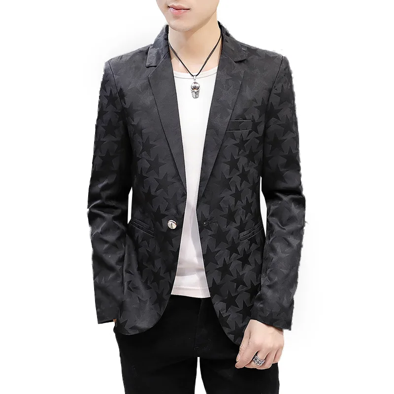 New 2019 Autumn Men's Blazer Suit Jacket Korean Version Slim Blazer Masculino Star Printing Young Fashion Casual Suit Coat
New 2019 Autumn Men's Blazer Suit Jacket Korean Version Slim Blazer Masculino Star Printing Young Fashion Casual Suit Coat