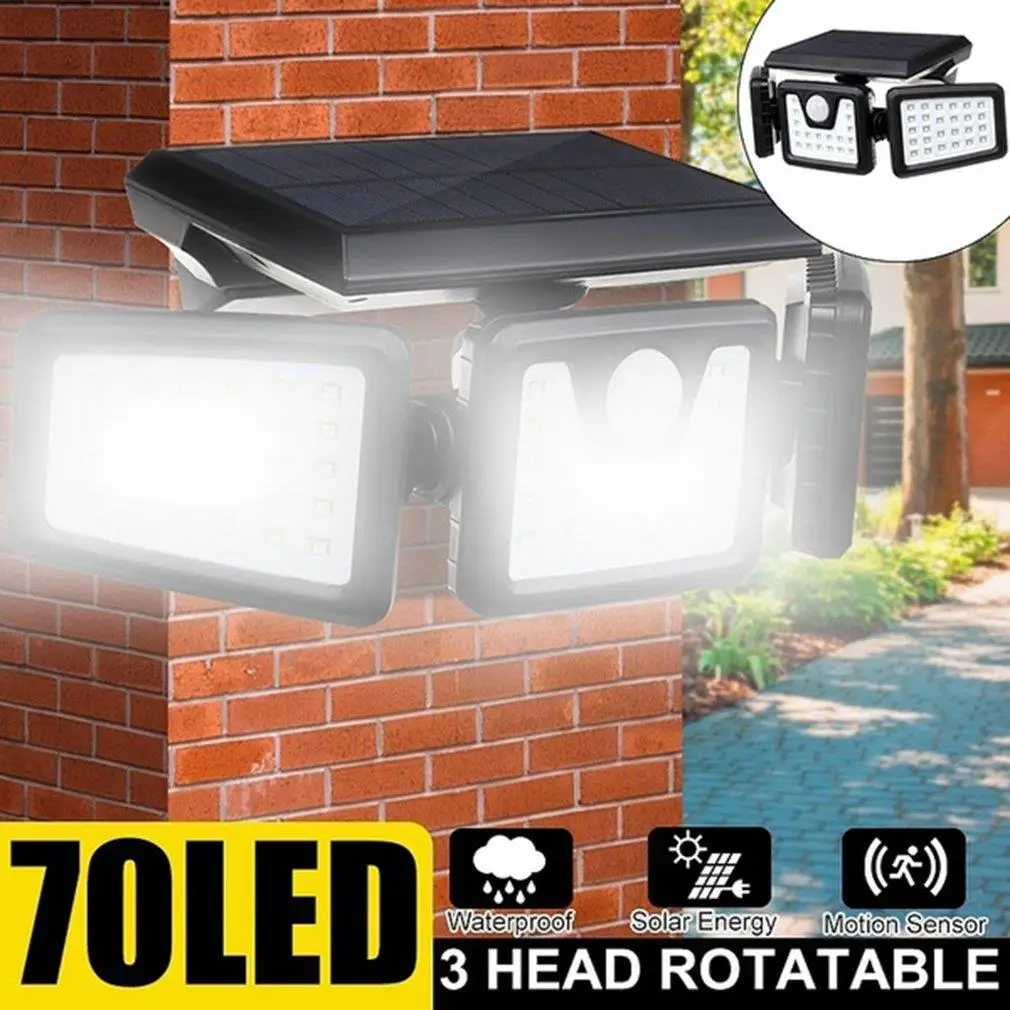 70 LED Solar Lights Outdoor 3 Head Motion Sensor For Yard Garden Garage Patio 270 Wide Angle Illumination Waterproof Wall Lamp
70 LED Solar Lights Outdoor 3 Head Motion Sensor For Yard Garden Garage Patio 270 Wide Angle Illumination Waterproof Wall Lamp