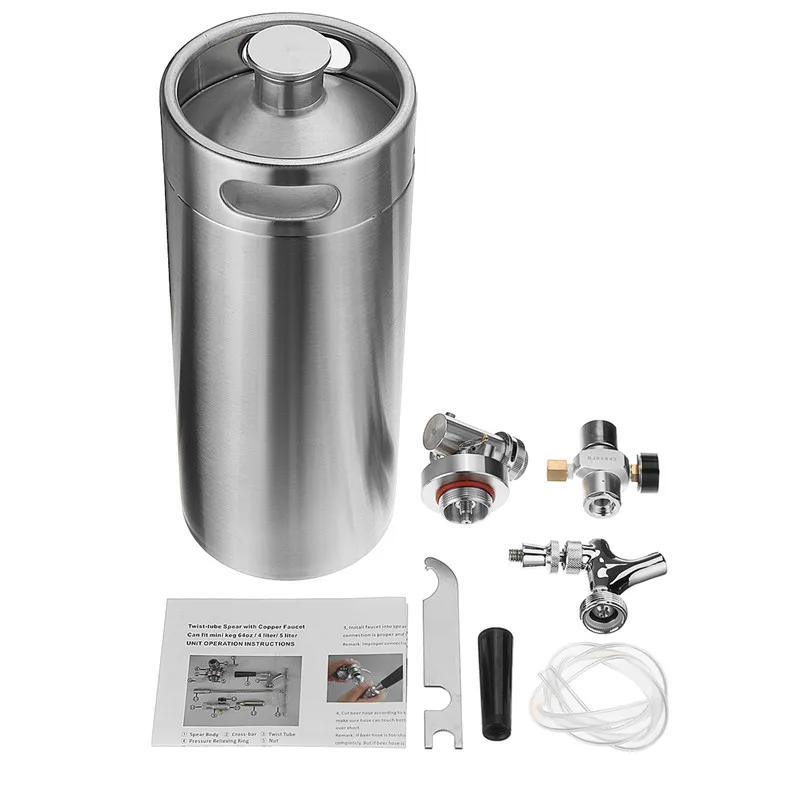 2/4/5/10L Efficient Stainless Steel Mini Beer Keg Pressurized Growler for Craft Beer Dispenser System Home Brew Beer Brewing
2/4/5/10L Efficient Stainless Steel Mini Beer Keg Pressurized Growler for Craft Beer Dispenser System Home Brew Beer Brewing