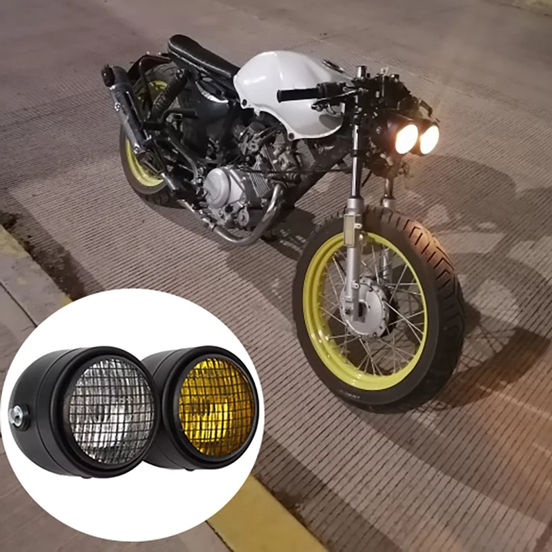 Мотоциклетная универсальная двойная фара для Кафе Racer с грилем-доминатором, двойной Головной фонарь для Yamaha Honda Bobber
Мотоциклетная универсальная двойная фара для Кафе Racer с грилем-доминатором, двойной Головной фонарь для Yamaha Honda Bobber