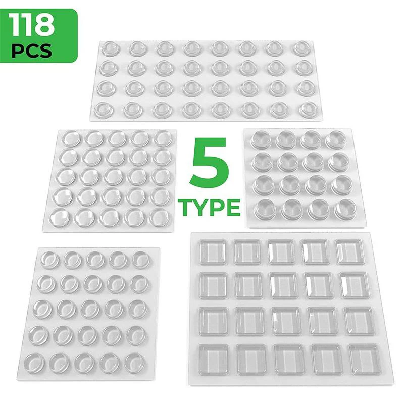 118pcs 5 Types Self Adhesive Silicone Rubber Damper Buffer Cabinet Bumpers Furniture Pads Cushion Protective Hardware
118pcs 5 Types Self Adhesive Silicone Rubber Damper Buffer Cabinet Bumpers Furniture Pads Cushion Protective Hardware