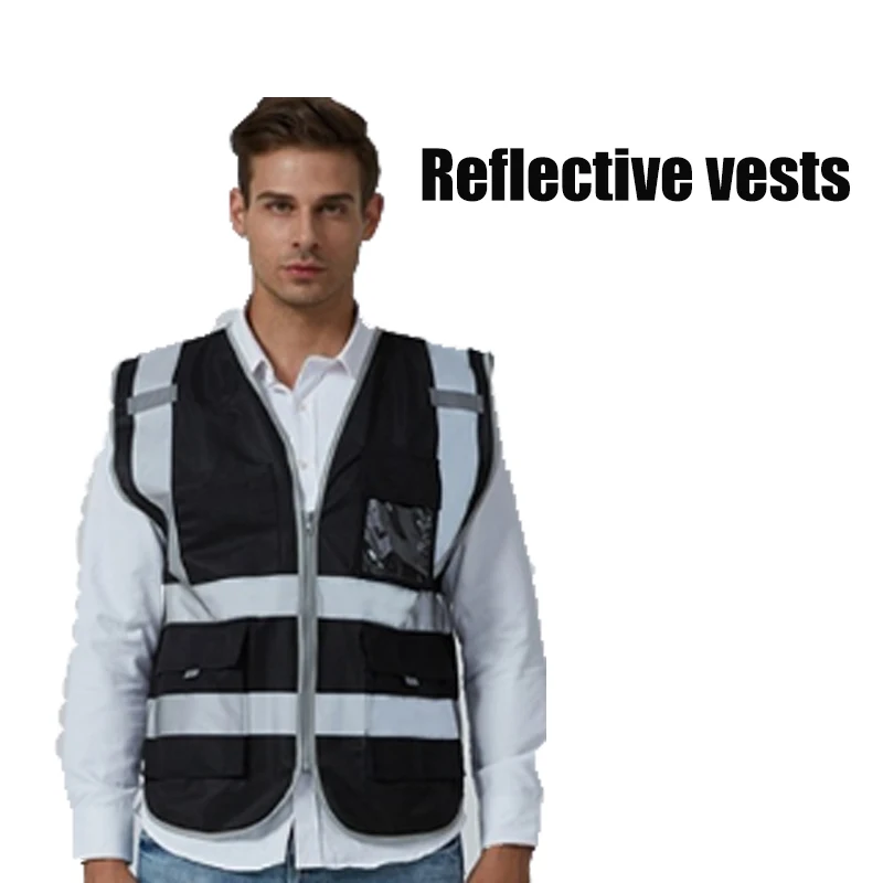 Safety reflective vest construction building vest safety clothing work vest multi pocket black vest
Safety reflective vest construction building vest safety clothing work vest multi pocket black vest