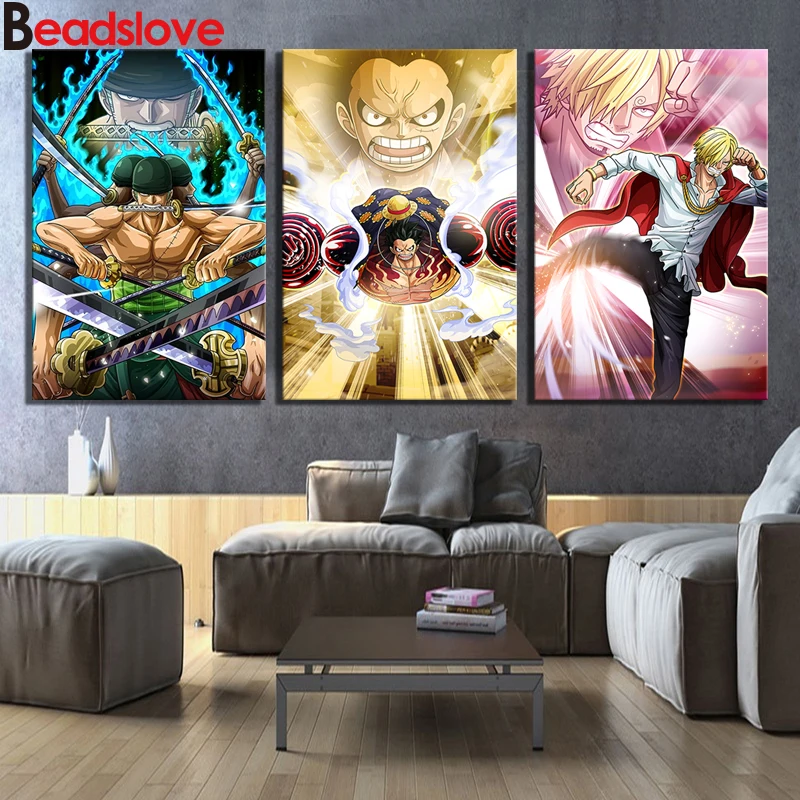 3pc Diy 5d diamond painting Luffy Zoro Sanji Straw Hat Pirate ONE PIECE Anime cross stitch,Full square Round diamond embroidery 
3pc Diy 5d diamond painting Luffy Zoro Sanji Straw Hat Pirate ONE PIECE Anime cross stitch,Full square Round diamond embroidery