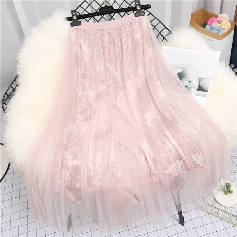 Women Spring And Autumn Fashion Brand High Waist Solid Color Beaded Net Yarn Skirt Female Casual Loose Embroidery Pleated Skirt
Women Spring And Autumn Fashion Brand High Waist Solid Color Beaded Net Yarn Skirt Female Casual Loose Embroidery Pleated Skirt