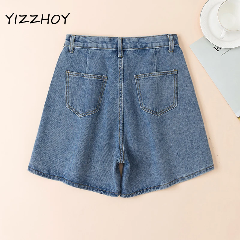 Женские джинсовые шорты с завышенной талией, в стиле ретро 
Женские джинсовые шорты с завышенной талией, в стиле ретро