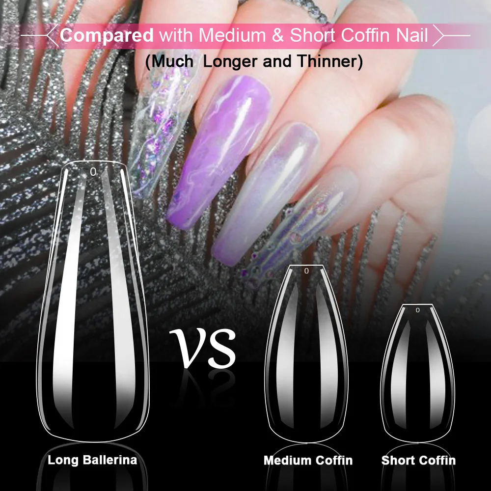 2021 Clear Coffin Shaped Fake Nails, Long Ballerina Full Cover Acrylic Nail Tips, 100pcs Artificial False Nails with Nail File
2021 Clear Coffin Shaped Fake Nails, Long Ballerina Full Cover Acrylic Nail Tips, 100pcs Artificial False Nails with Nail File