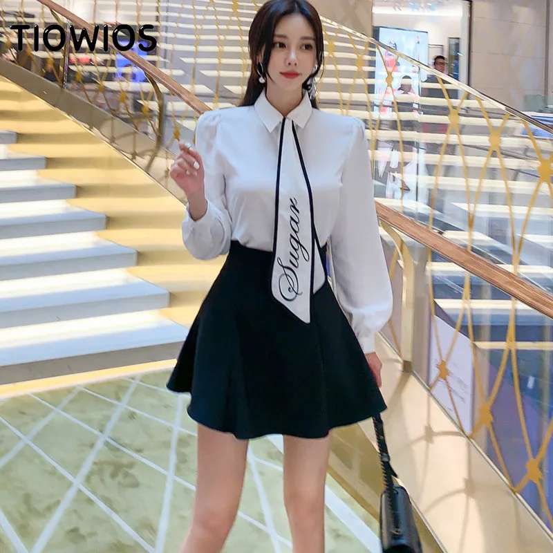 TIOWIOS 2021 New Woman Two-piece Suit Autumn And Winter Korean Temperament Embroidered Tie Shirt Waist Tutu Short Skirt Suit
TIOWIOS 2021 New Woman Two-piece Suit Autumn And Winter Korean Temperament Embroidered Tie Shirt Waist Tutu Short Skirt Suit