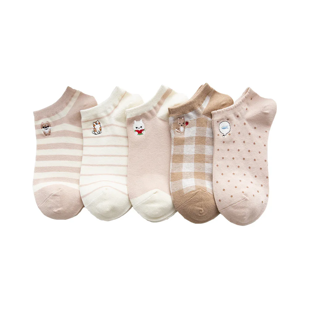Anewmorn 5 Pairs Spring Summer Cotton Khaki Cartoon Cat Woman's Socks Trendy Embroidery Rabbit Sox Girlish Style Ladies Sokken
Anewmorn 5 Pairs Spring Summer Cotton Khaki Cartoon Cat Woman's Socks Trendy Embroidery Rabbit Sox Girlish Style Ladies Sokken