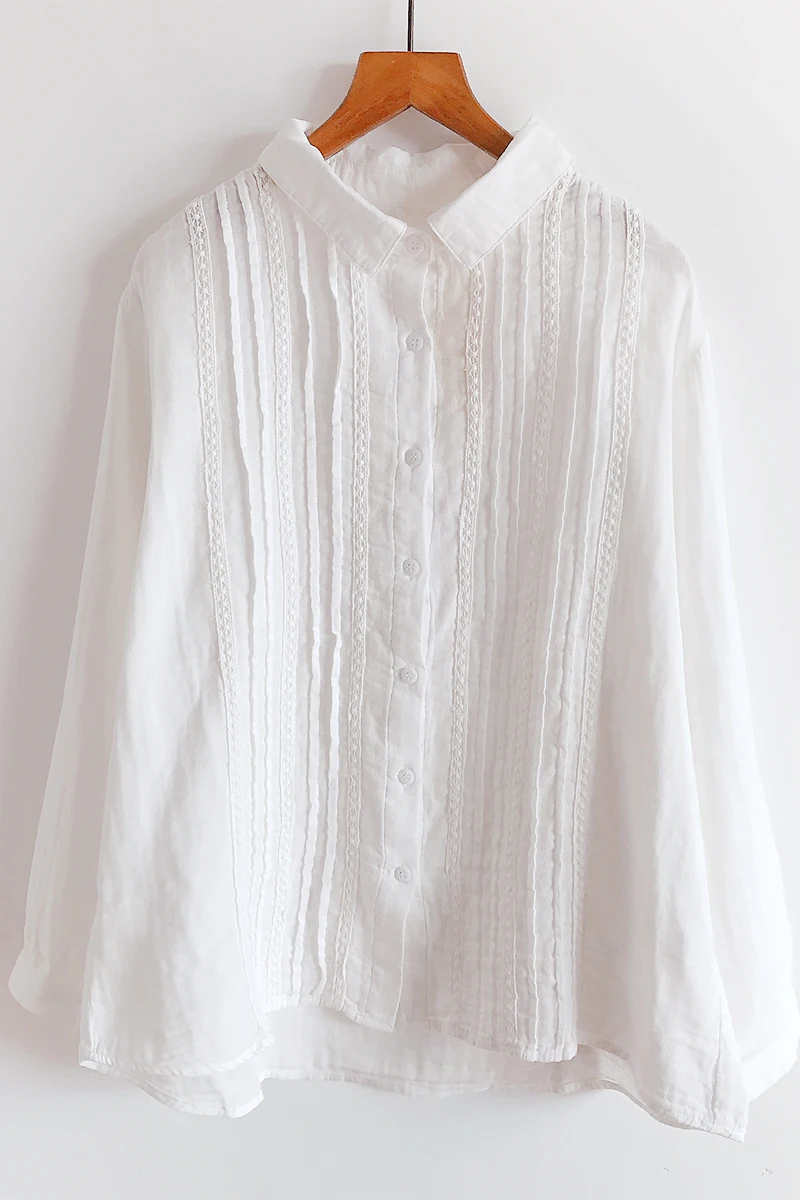 Spring Autumn Literary Shirt Lace Designs Plait Pure Color Cotton Jacket Lapel Render Unlined Upper Garment Female
Spring Autumn Literary Shirt Lace Designs Plait Pure Color Cotton Jacket Lapel Render Unlined Upper Garment Female
