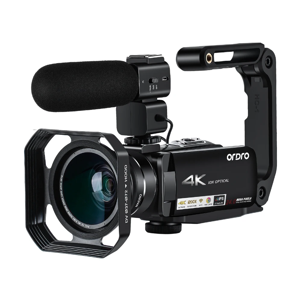 Видеокамера 4K видеокамера для блогера видеосъемка в прямом эфире Ordro AC7 10X