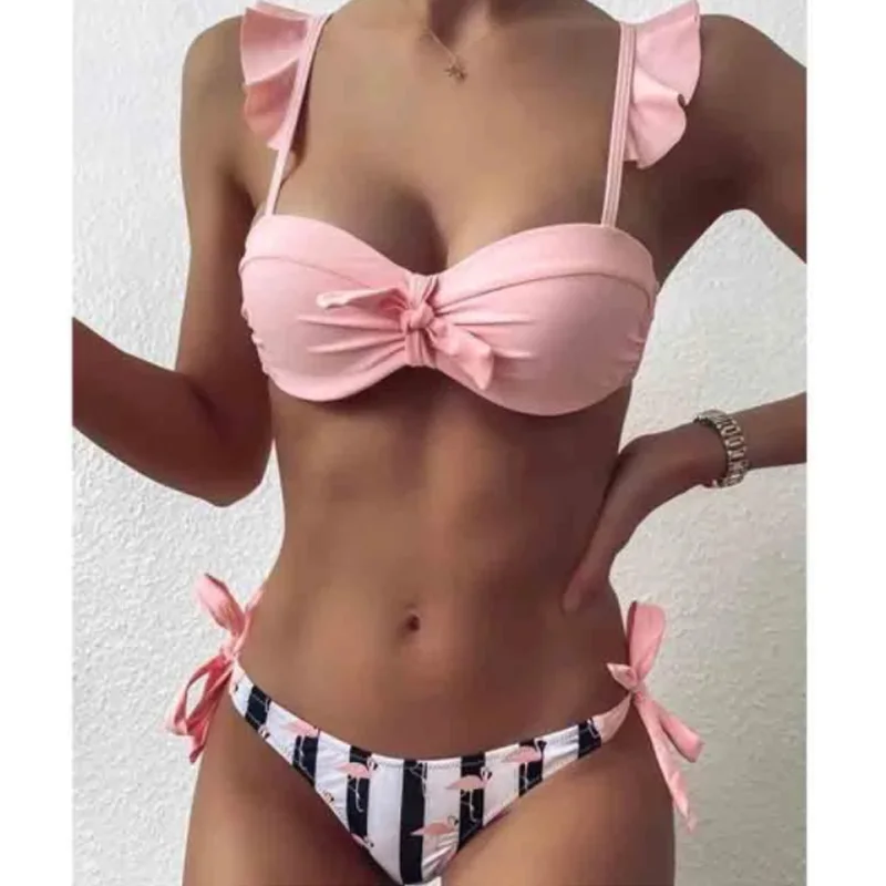 Women Lace Ruffle Push Up Swimsuit Female Striped Thong Swimwear Bra Cup Bikini Set High Cut Bathing Suit
Women Lace Ruffle Push Up Swimsuit Female Striped Thong Swimwear Bra Cup Bikini Set High Cut Bathing Suit