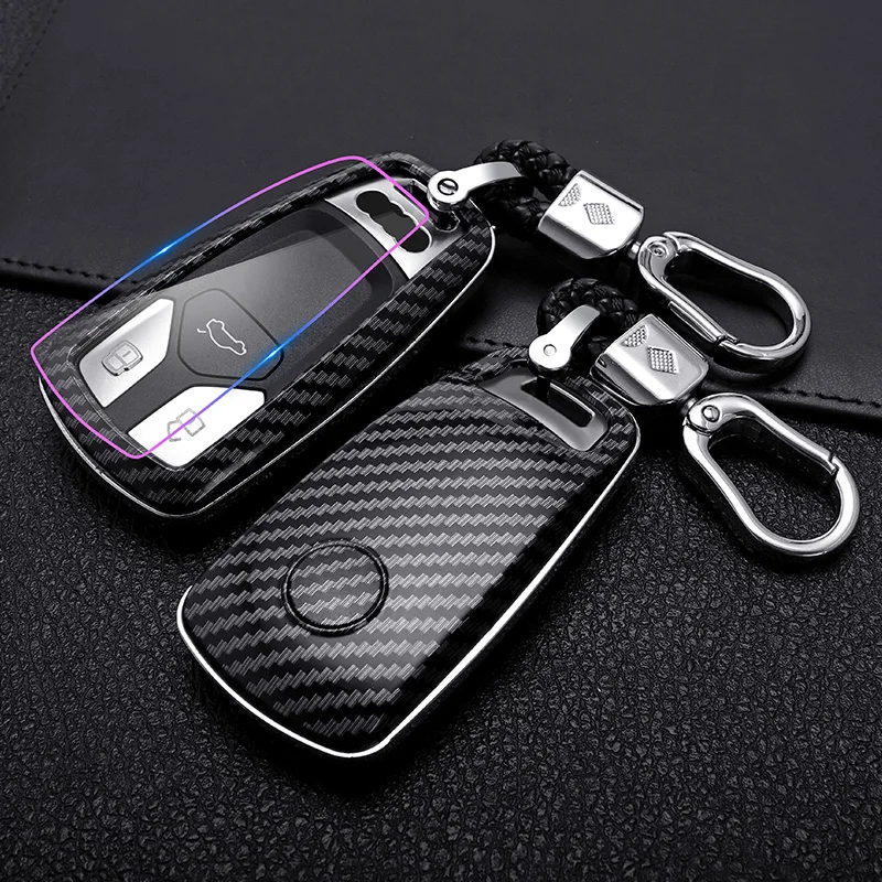 Car Styling Carbon Fiber Cover Case For Audi A4 New A4L A5 A6L QT S5 S7 Q7 TTS Auto Protection Key Shell Accessories Keychain | Автомобили