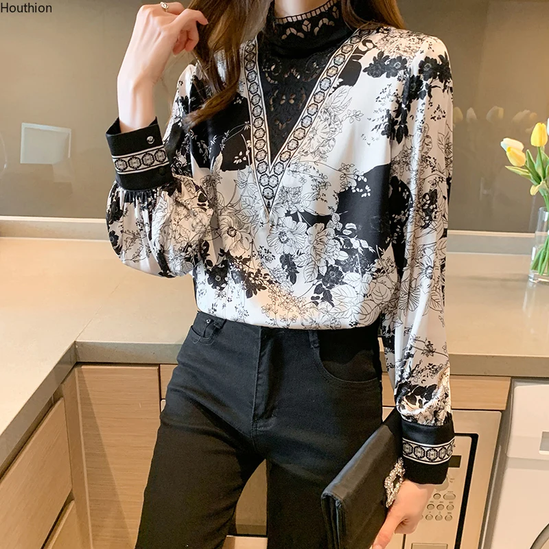 Houthion Chiffon Shirt Women's Blouses Long Sleeve Top New Casual Blouse Fashion Ink Printing Tops Regular
Houthion Chiffon Shirt Women's Blouses Long Sleeve Top New Casual Blouse Fashion Ink Printing Tops Regular