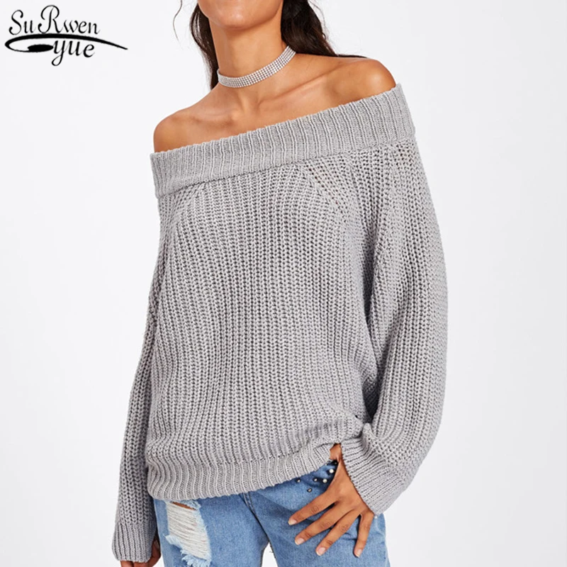 European and American Winter Sexy Women's Knitwear Pullover New Solid Color Horizontal Neck Long Sleeve Women's Sweater 11627
European and American Winter Sexy Women's Knitwear Pullover New Solid Color Horizontal Neck Long Sleeve Women's Sweater 11627