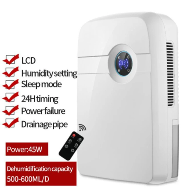 2500ML Electric Dehumidifier Air Dryer Purifier Remote Control Multifucntion Home Mute LED Screen Double Drainage System 45W
2500ML Electric Dehumidifier Air Dryer Purifier Remote Control Multifucntion Home Mute LED Screen Double Drainage System 45W