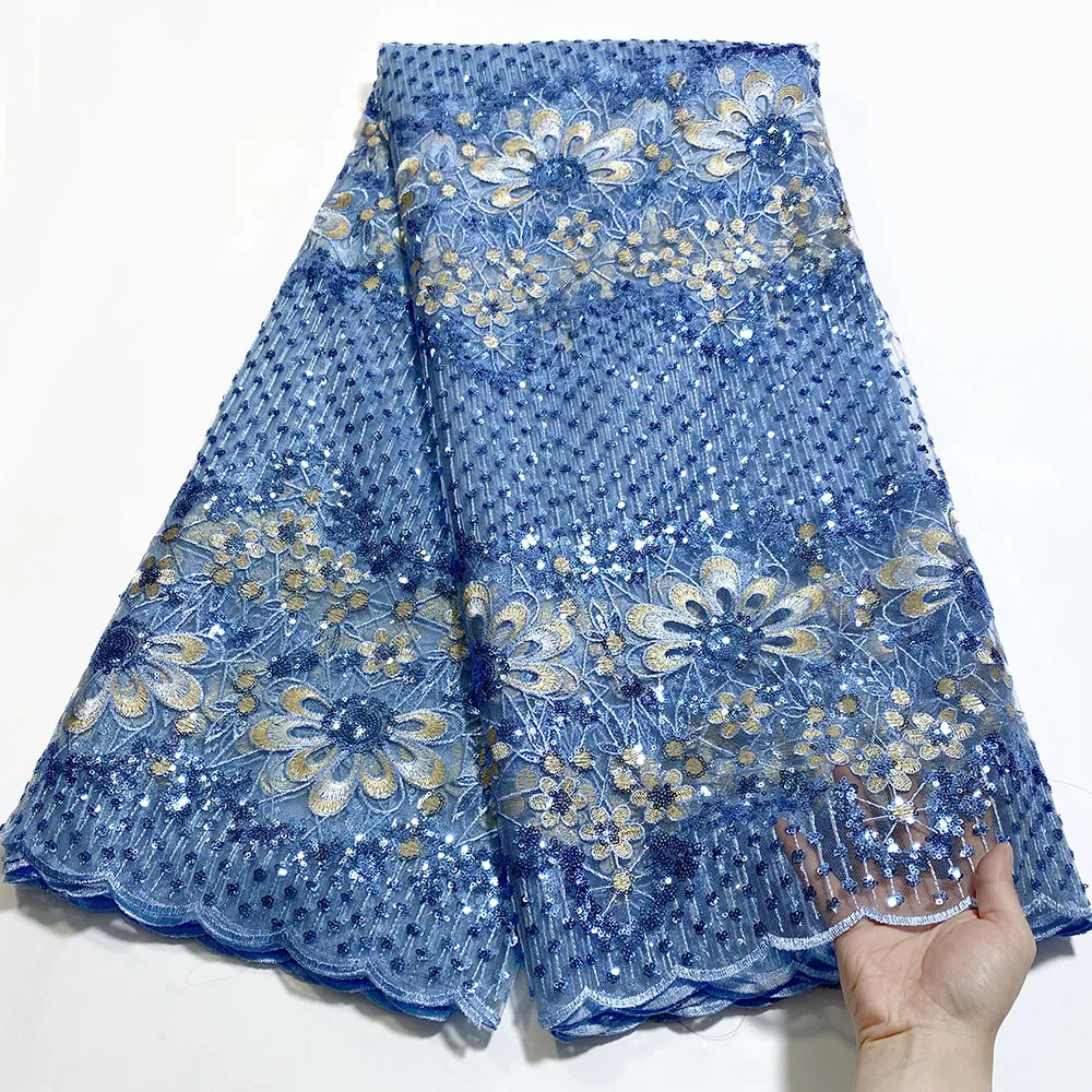 African Lace Fabric Sky Blue High Quality Sequins French Lace Fabric Sewing Nigerian Lace Fabrics For Party Dress
African Lace Fabric Sky Blue High Quality Sequins French Lace Fabric Sewing Nigerian Lace Fabrics For Party Dress