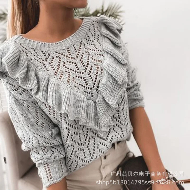 2021 new casual long-sleeved hollow ruffled knitted sweater woman sweaters
2021 new casual long-sleeved hollow ruffled knitted sweater woman sweaters