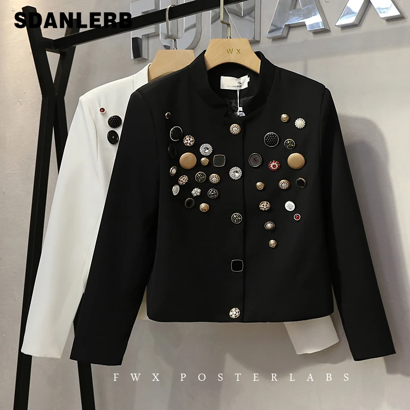 Short Suit Coat Female Autumn 2021 New Button Decoration Stand Collar Women's Long Sleeve Solid Color Casual Blazer Jacket
Short Suit Coat Female Autumn 2021 New Button Decoration Stand Collar Women's Long Sleeve Solid Color Casual Blazer Jacket