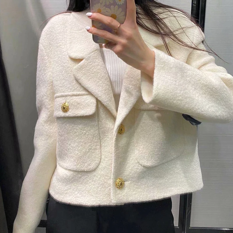 za 2020 new women autumn Textured solid color buttons Short jacket office ladies long sleeve casual stylish outwear coat top
za 2020 new women autumn Textured solid color buttons Short jacket office ladies long sleeve casual stylish outwear coat top