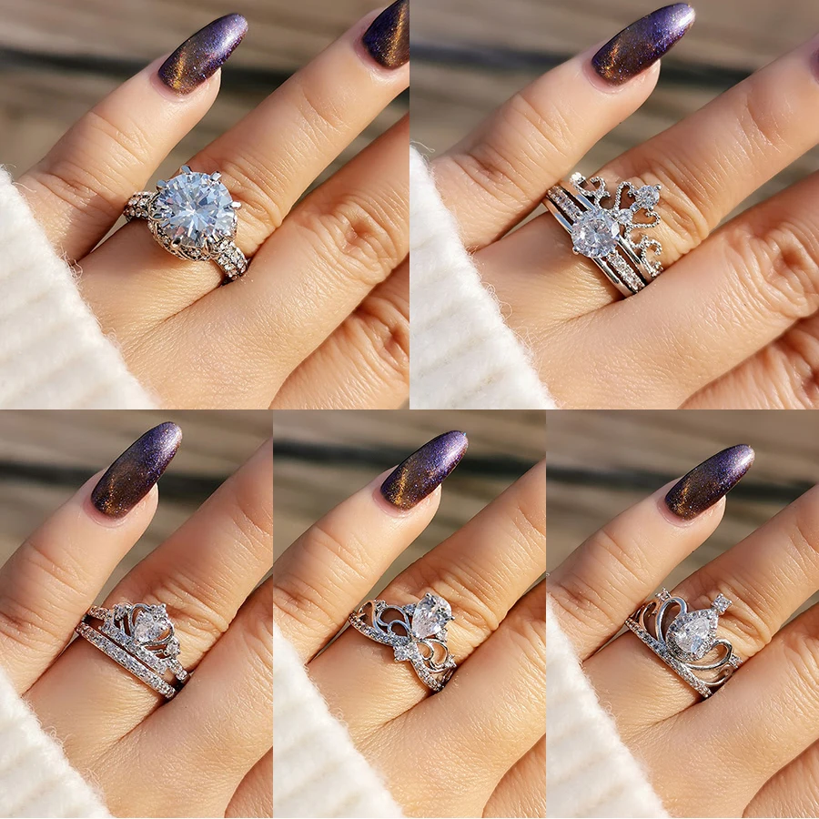 KIOOZOL luxury cubic zircon princess crown engagement ring bridal silver color wedding rings women fashion jewelry ZD1 KO1
KIOOZOL luxury cubic zircon princess crown engagement ring bridal silver color wedding rings women fashion jewelry ZD1 KO1