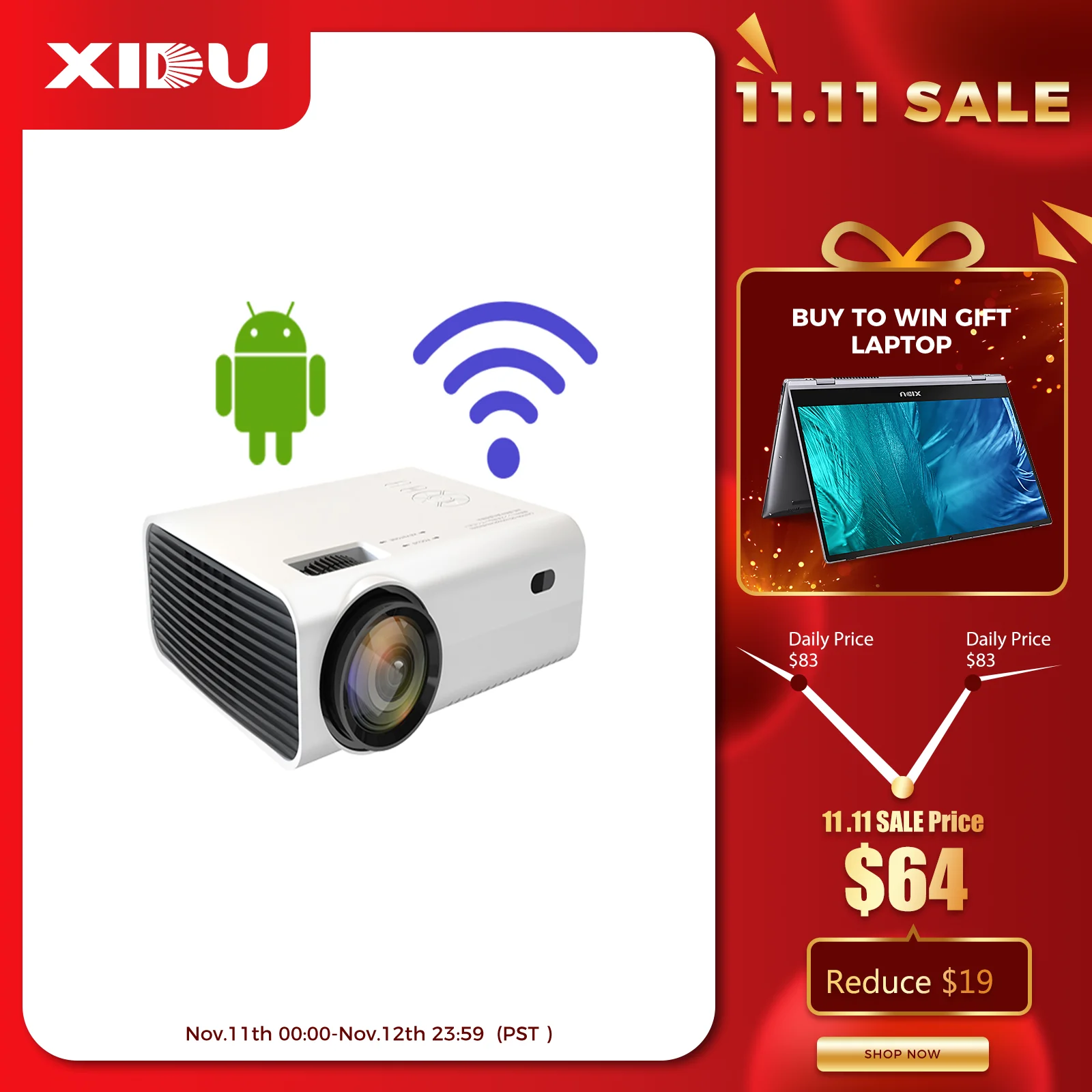 XIDU Projector Full HD Support 1080P Mini Proyector Mobile Phone Android 9.0 Wifi Large Screen Office Home Theater Smart Video
XIDU Projector Full HD Support 1080P Mini Proyector Mobile Phone Android 9.0 Wifi Large Screen Office Home Theater Smart Video