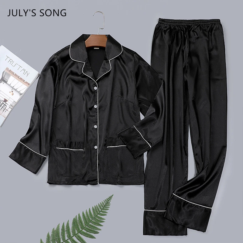 Пижамный комплект JULY'S SONG женский из 2 предметов, атласная одежда для сна из вискозы, однотонные брюки с длинным рукавом, повседневный костюм,... 
Пижамный комплект JULY'S SONG женский из 2 предметов, атласная одежда для сна из вискозы, однотонные брюки с длинным рукавом, повседневный костюм,...