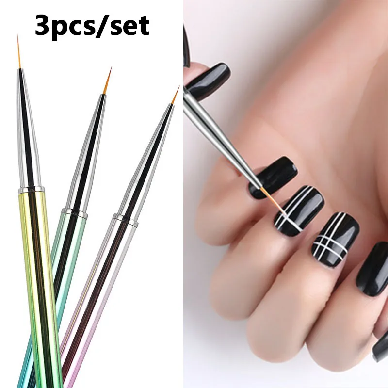 3pcs/set Nail Art Thin Line Painting Brush Pen Acrylic UV Gel Stripes Painting Drawing Kits Tips Flower Design Manicure Tool
3pcs/set Nail Art Thin Line Painting Brush Pen Acrylic UV Gel Stripes Painting Drawing Kits Tips Flower Design Manicure Tool