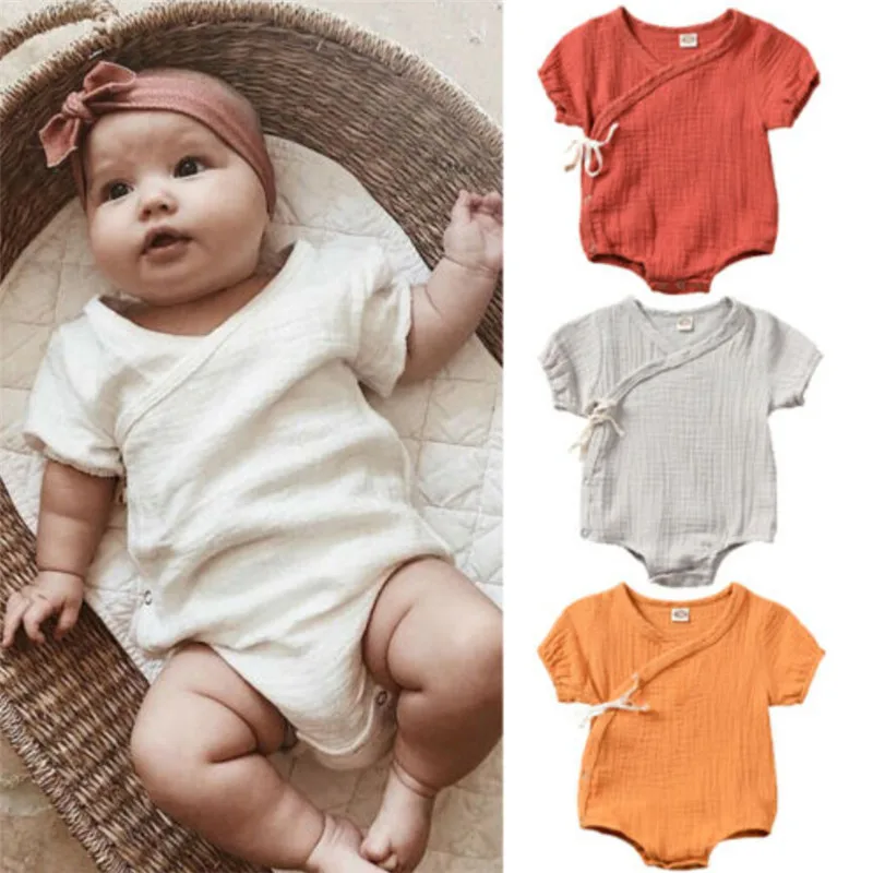 4Colors Cotton Linen Newborn Infant Baby Boy Girls Covered Button Bodysuit Fashion Summer Short Sleeve Jumpsuit Clothes Outfits
4Colors Cotton Linen Newborn Infant Baby Boy Girls Covered Button Bodysuit Fashion Summer Short Sleeve Jumpsuit Clothes Outfits