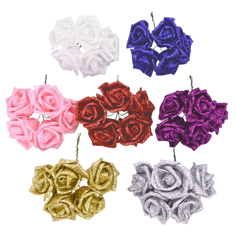 10pcs/lot New Glitter Foam Rose Artificial Flower Bouquets Christmas Wedding Party Home Decorative DIY Wreath Craft Fake Flowers
10pcs/lot New Glitter Foam Rose Artificial Flower Bouquets Christmas Wedding Party Home Decorative DIY Wreath Craft Fake Flowers