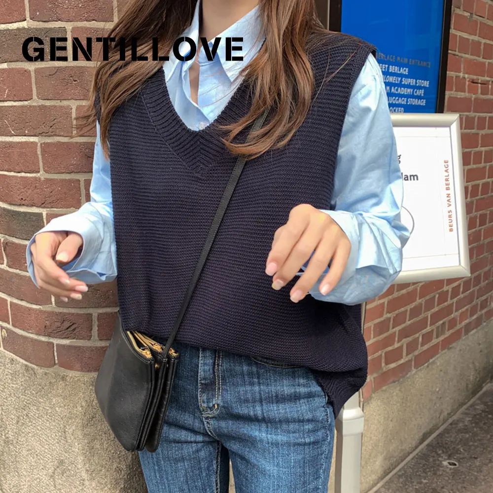 Gentillove Elegant V Neck Knitted Sweater Vest Autumn Harajuku Waistcoat Women Sleeveless Korean Style Outwear Vintage Pullover
Gentillove Elegant V Neck Knitted Sweater Vest Autumn Harajuku Waistcoat Women Sleeveless Korean Style Outwear Vintage Pullover