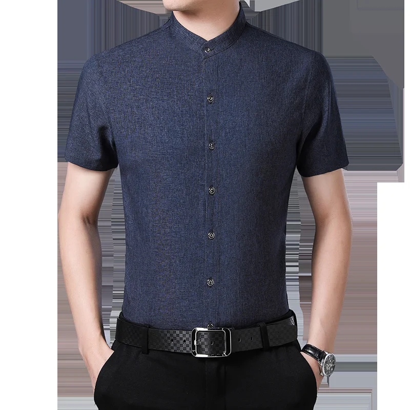 Men's Short Sleeve Shirt Stand Collar Business Mens Chinese Style Casual No Iron Summer Linen Half Sleeve Shirt Camisa Masculina
Men's Short Sleeve Shirt Stand Collar Business Mens Chinese Style Casual No Iron Summer Linen Half Sleeve Shirt Camisa Masculina