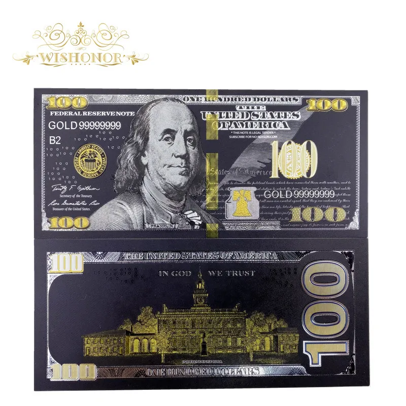 10pcs/Lot New Design For America Banknote 100 Dollar Banknote in 24k Black Gold Plated Fake Paper Money For Collection
10pcs/Lot New Design For America Banknote 100 Dollar Banknote in 24k Black Gold Plated Fake Paper Money For Collection