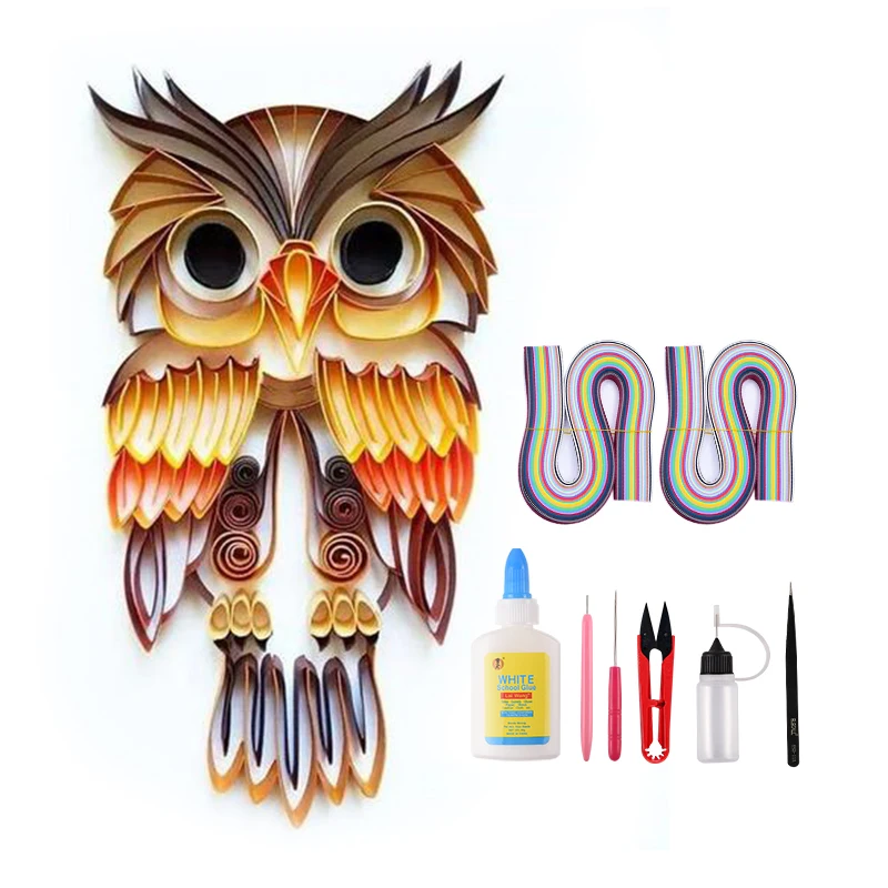 

DIY owl quilling paper painting craft paper 3d origami quilling kit home decor crafts gift scrapbook paper quilling tools kit