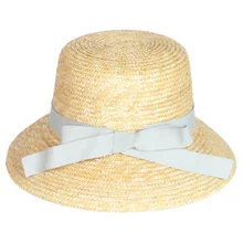 Hot Sale Luxury Women Straw Grass Wide Brim Lady Summer Straw Bucket Hats with Ribbon Bowknot Wholesale