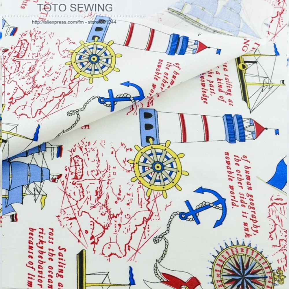 50 см x 160 см/шт тема океана узоры хлопковая ткань &quotтильда" Tecido для постельных