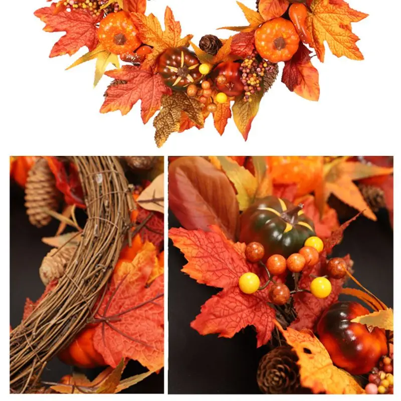 55cm Artificial Pumpkin Wreath Autumn Harvest Front Door Garland Thanksgiving Decoration Halloween Party Supplies
55cm Artificial Pumpkin Wreath Autumn Harvest Front Door Garland Thanksgiving Decoration Halloween Party Supplies