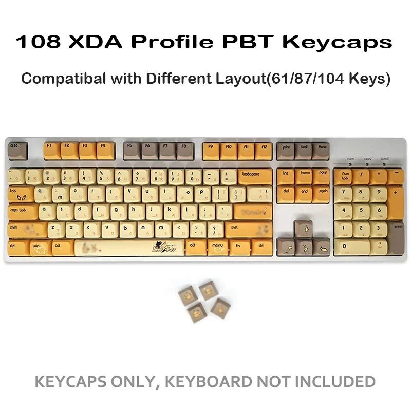 108-key Round Anime Pikachu Keycap PBT Sublimation XDA Highly Mechanical Keyboard Keycap Cherry Profile Dye Sub for Cherry MX
108-key Round Anime Pikachu Keycap PBT Sublimation XDA Highly Mechanical Keyboard Keycap Cherry Profile Dye Sub for Cherry MX