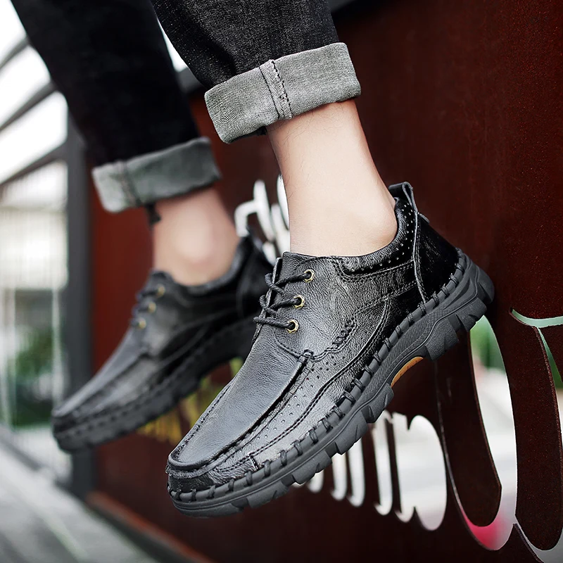 Leather Shoes Men handmade sewing Dress Fashion Oxfords Spring Autumn shoes New Low-cut Lace-up Non-slip Outdoor Mens Shoes
Leather Shoes Men handmade sewing Dress Fashion Oxfords Spring Autumn shoes New Low-cut Lace-up Non-slip Outdoor Mens Shoes