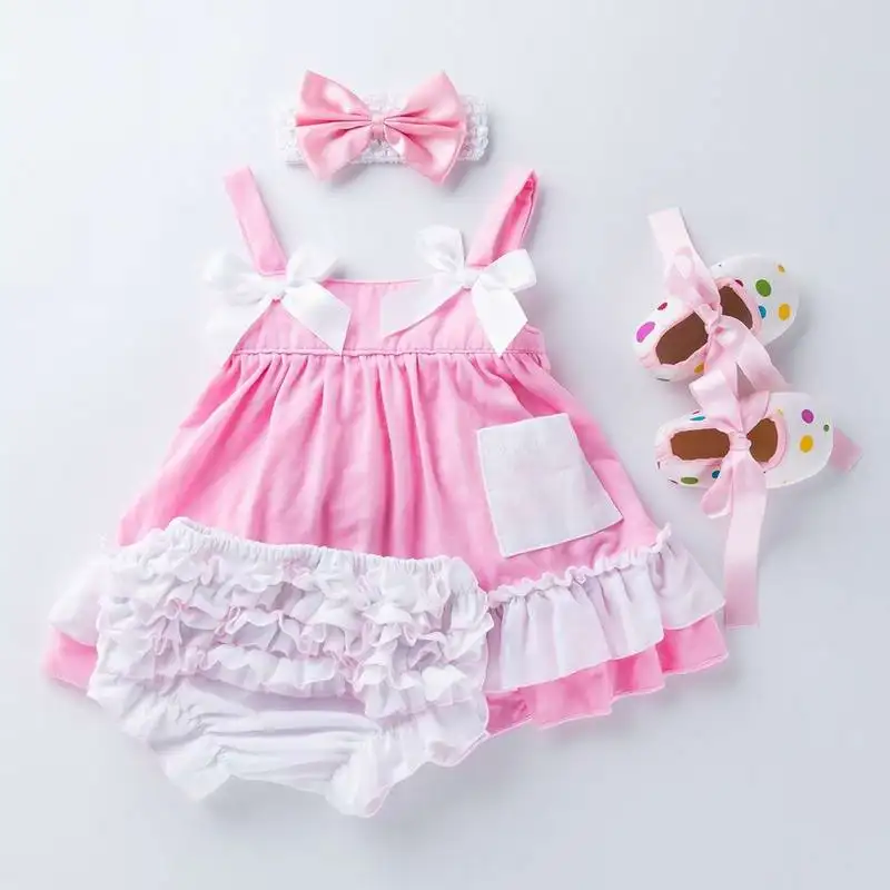 

Baby Girl 4pcs Set Dress Bodysuit+Shorts +Shoes+Headband Cotton Outfits Polka Dot Leopard Zebra Print Newborn Girl Clothes YK015