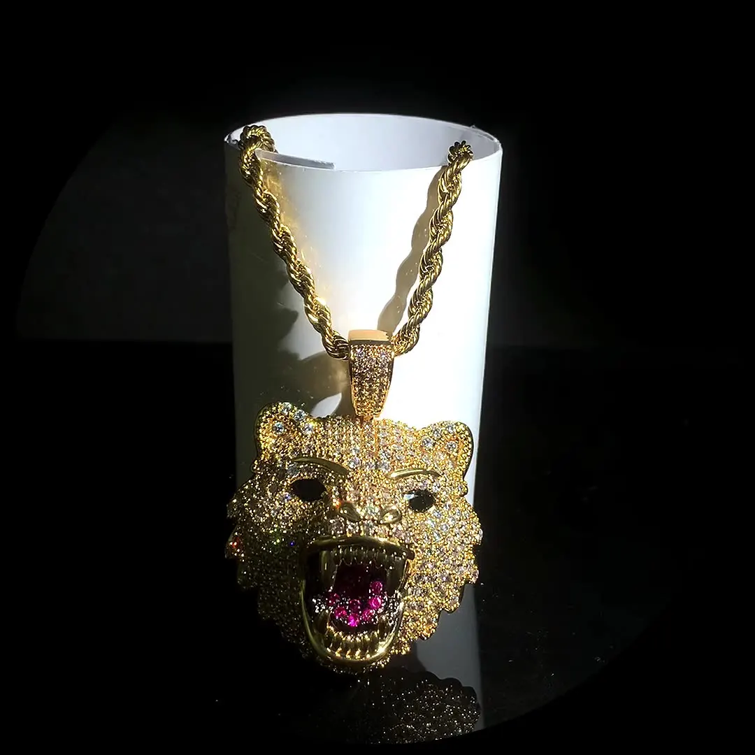 HIPHOP Animal Jewelry US Stylish Roaring Wolf Head Diamond Gold Plated Iced Out Studded Solid Pendant Necklace Jewelry for Men
HIPHOP Animal Jewelry US Stylish Roaring Wolf Head Diamond Gold Plated Iced Out Studded Solid Pendant Necklace Jewelry for Men