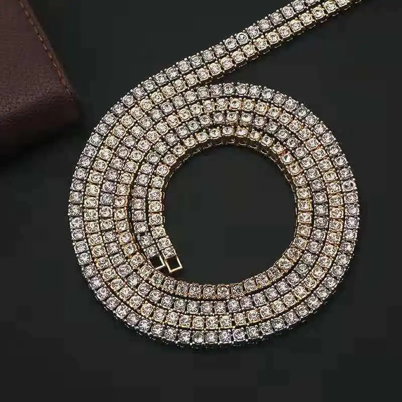 Ожерелье унисекс в стиле хип-хоп колье со сверкающими кристаллами теннисная