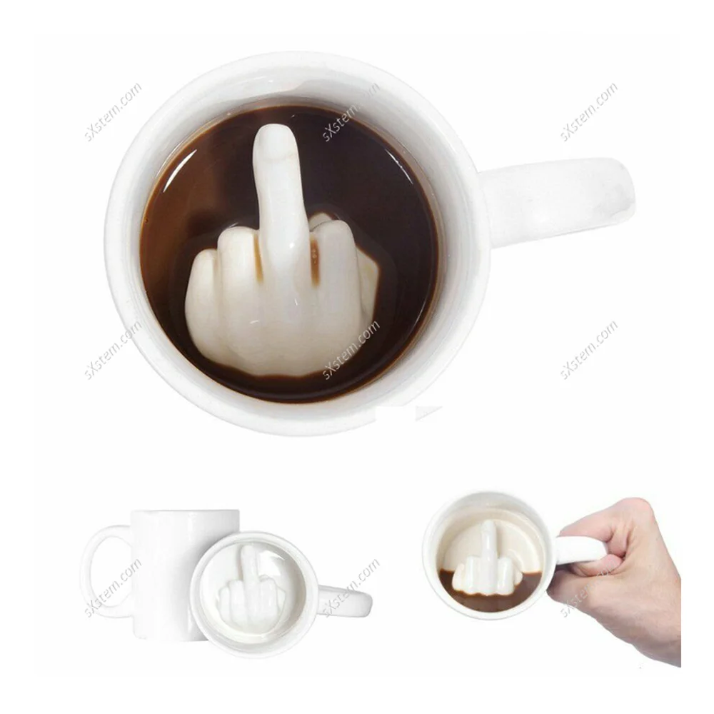 

Белая кружка для среднего пальца с креативным дизайном, чашка для смешивания кофе и молока, емкость 300 мл, чашка для воды