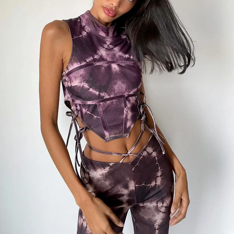 Gothic Clothes Sleeveless Side Lace Up Tie Dye Crop Top Fashion Patchwork Slim Punk Vintage Y2K Tank Tops Women Spring Street
Gothic Clothes Sleeveless Side Lace Up Tie Dye Crop Top Fashion Patchwork Slim Punk Vintage Y2K Tank Tops Women Spring Street