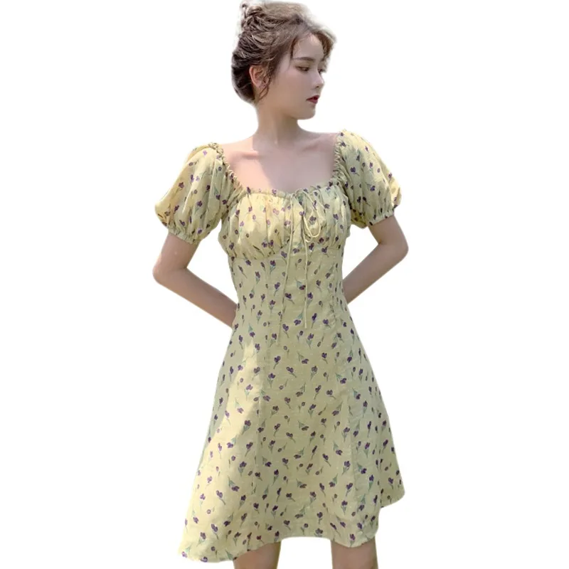 French Retro Dresses Summer Women's Vestidos Floral Square Collar Puff Short Sleeve Sexy Sweet Dress Mini Dresses Lady 2021
French Retro Dresses Summer Women's Vestidos Floral Square Collar Puff Short Sleeve Sexy Sweet Dress Mini Dresses Lady 2021