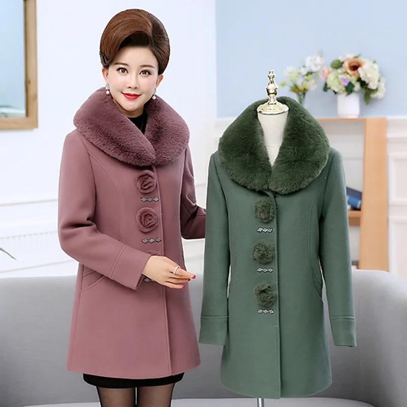 Women Woolen Coats Spring Autumn Winter Middle-aged High-end Woolen Jacket Mid-Long Thicken Warm Overcoat Plus Size 5XL Mom Coat
Women Woolen Coats Spring Autumn Winter Middle-aged High-end Woolen Jacket Mid-Long Thicken Warm Overcoat Plus Size 5XL Mom Coat