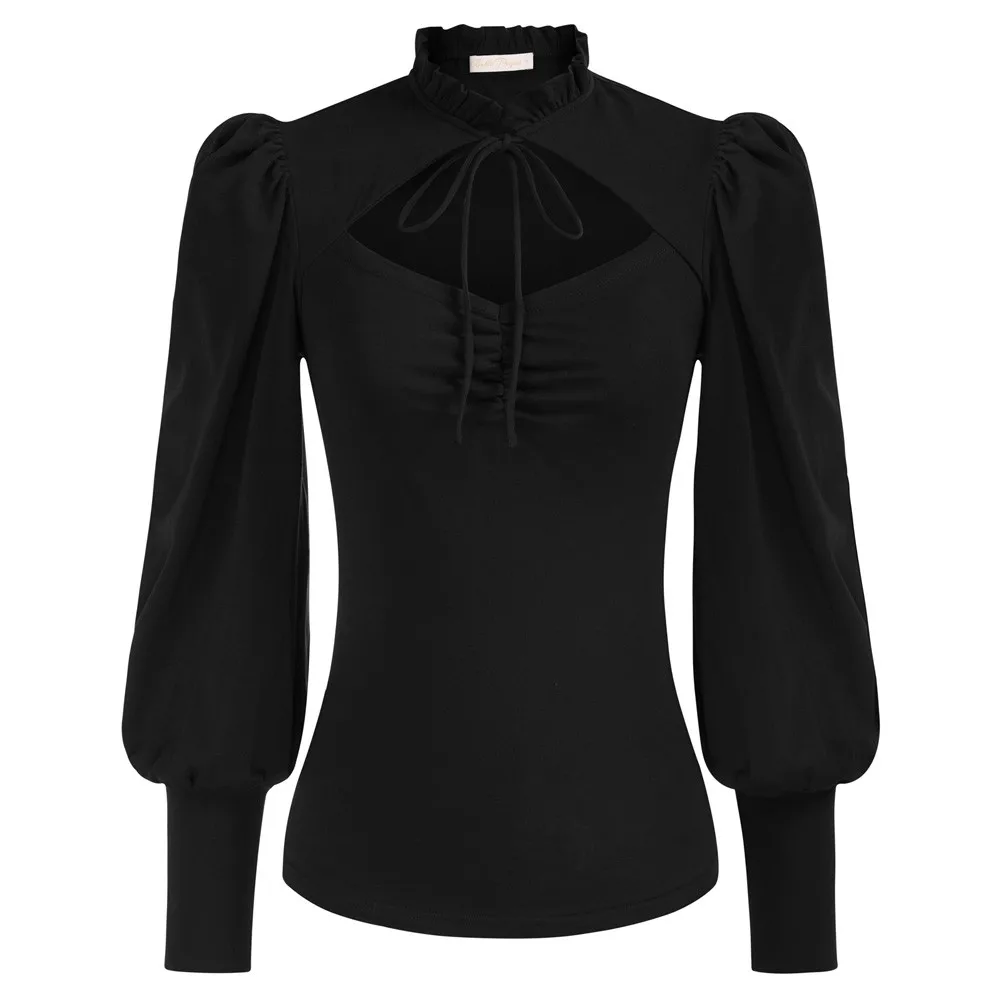 BP Women Vintage Hollowed-Out Tops Puffed Long Sleeve Stand Collar Cotton Tops Long-sleeved Tie Stand-up Collar Top
BP Women Vintage Hollowed-Out Tops Puffed Long Sleeve Stand Collar Cotton Tops Long-sleeved Tie Stand-up Collar Top