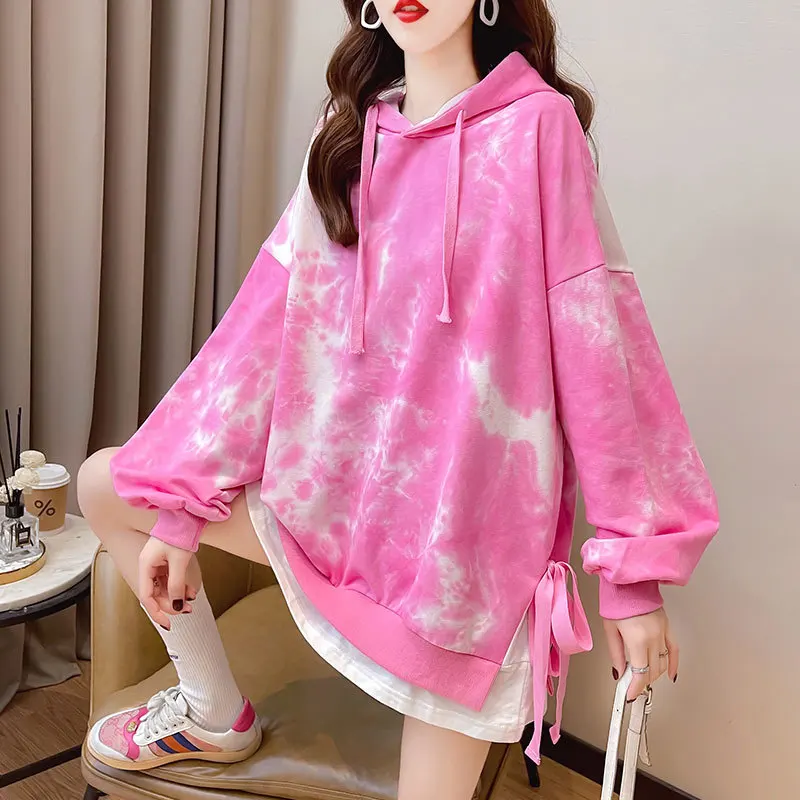 Spring and autumn thin hoodie women hooded tie-dye fake two 2021 Korean version loose medium length student tops
Spring and autumn thin hoodie women hooded tie-dye fake two 2021 Korean version loose medium length student tops
