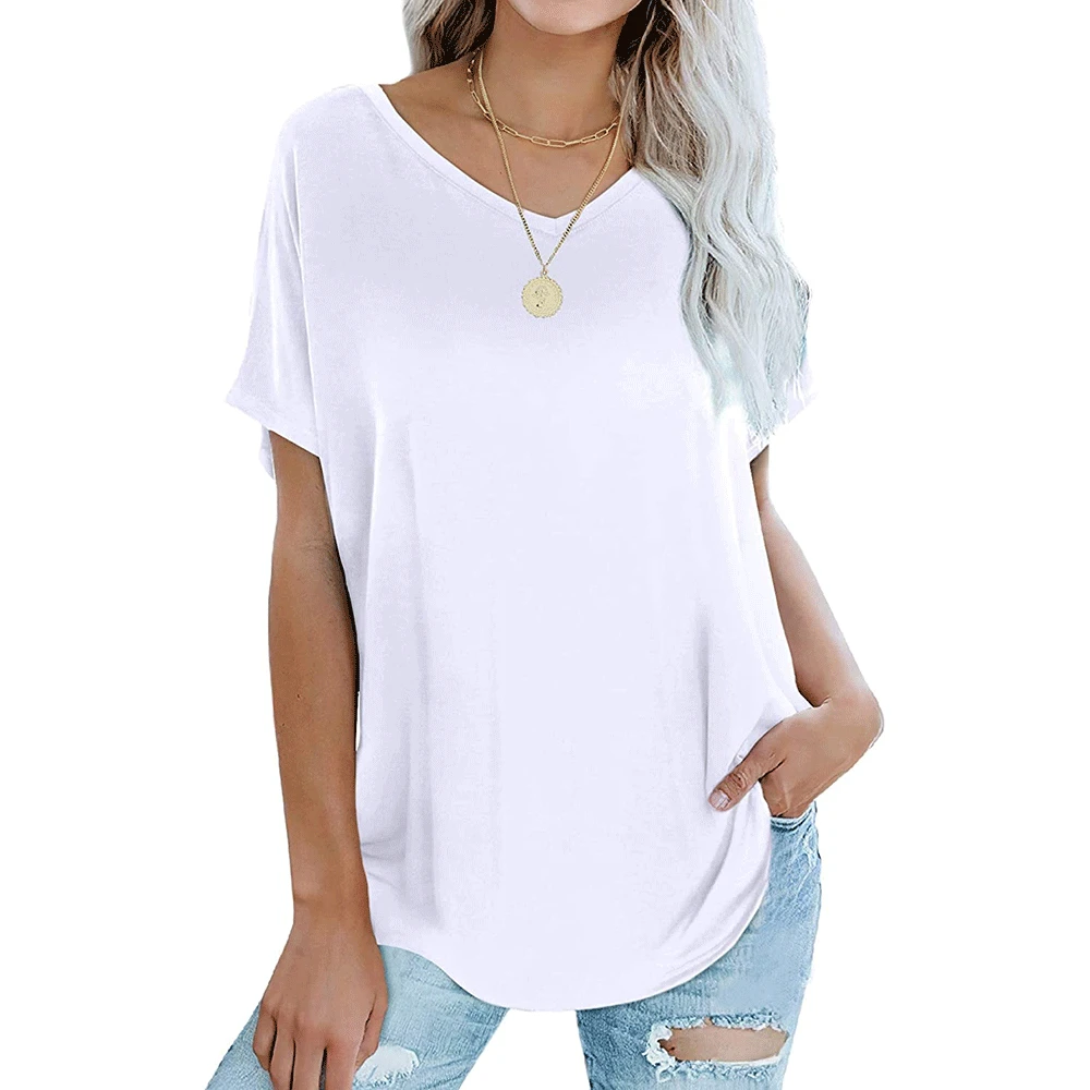 Women's Top European And American Solid Color Summer Casual Loose Version V-Neck Short-Sleeved t-Shirt DX62301
Women's Top European And American Solid Color Summer Casual Loose Version V-Neck Short-Sleeved t-Shirt DX62301
